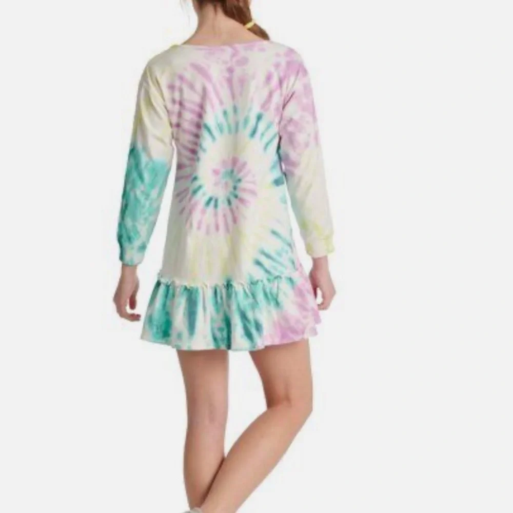 Justice Girls Tie Dye Ruffle Hem Long Sleeve Dress Size 10